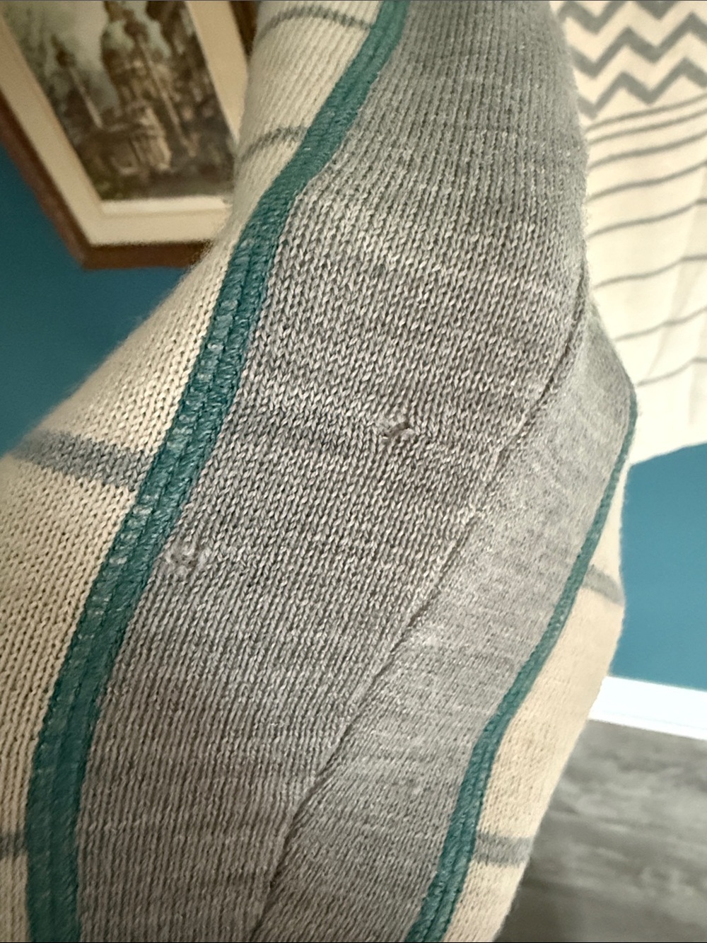 Smartwool Cream & Teal Chevron Knit Hoodie - Picture 5 of 6